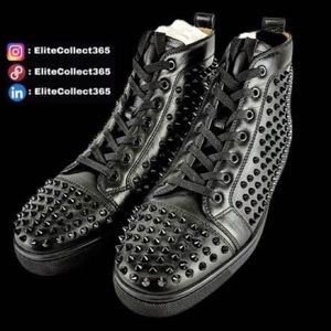 Christian Louboutin | Shoes | Christian Louboutin Black Studded Spikes  Womens High Sneakers Size 38 Us 8 Vnds | Poshmark
